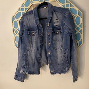 XL distressed denim jacket